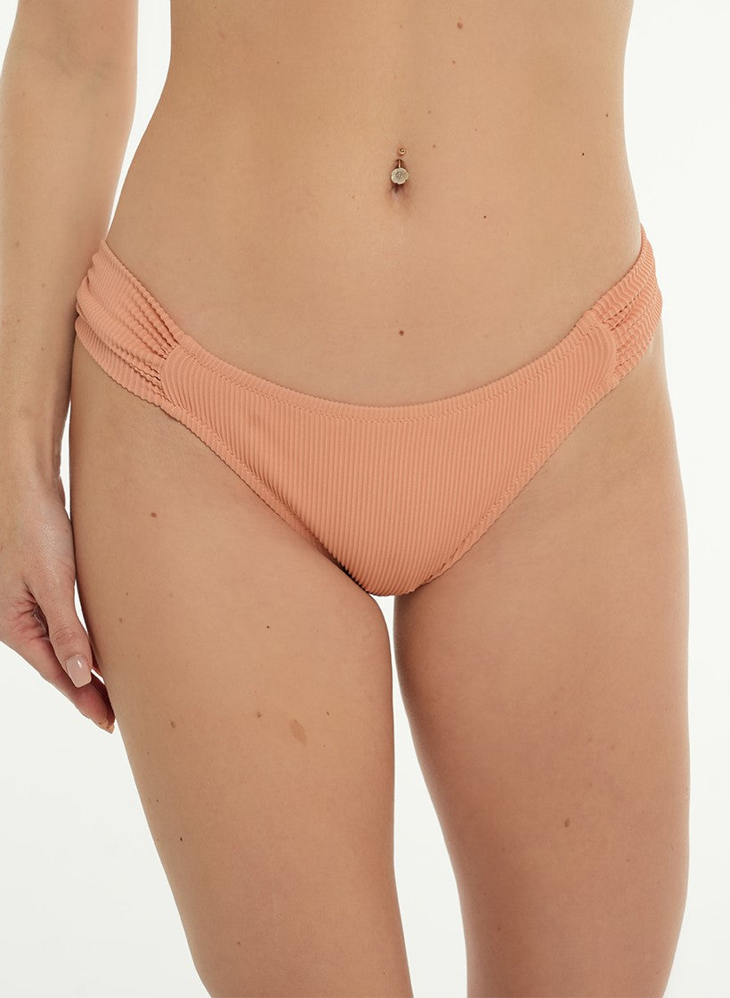 Crete Collection - Ribbed High Waist Band Bikini Bottoms - Blush