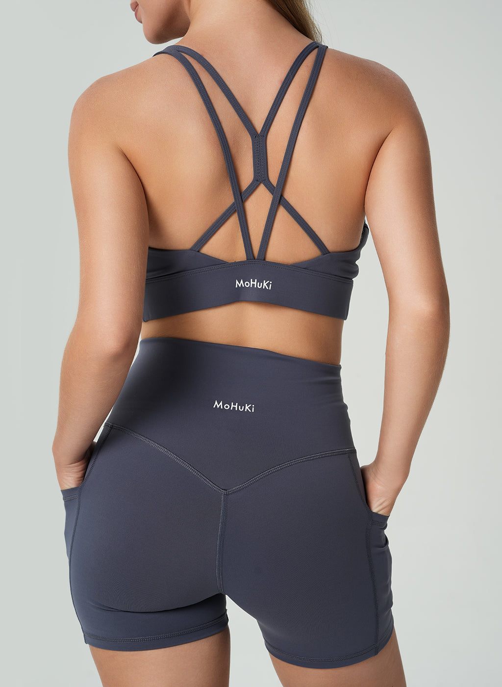 Levi Cross Back Bra - Dark Grey