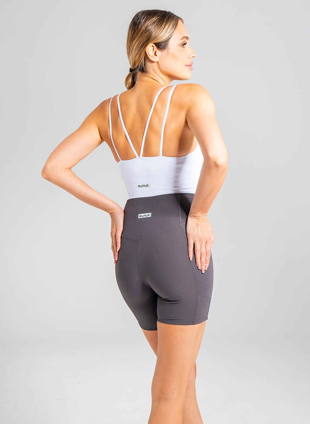 Eve V Waist Shorts - Light Grey