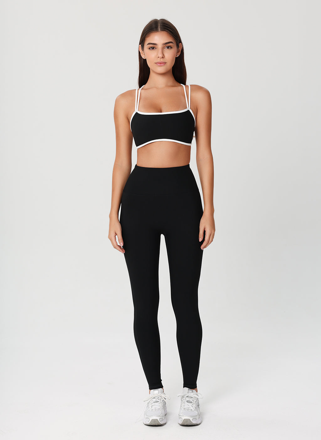 Olivia Ribbed  Yoga Bra  - Black