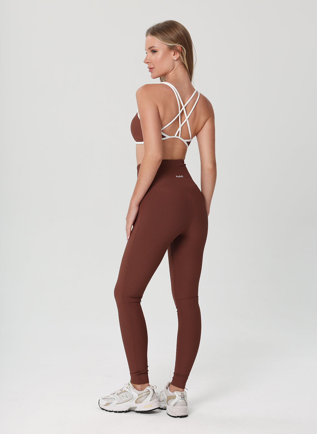Olivia Ribbed High Waist Legging - Brown