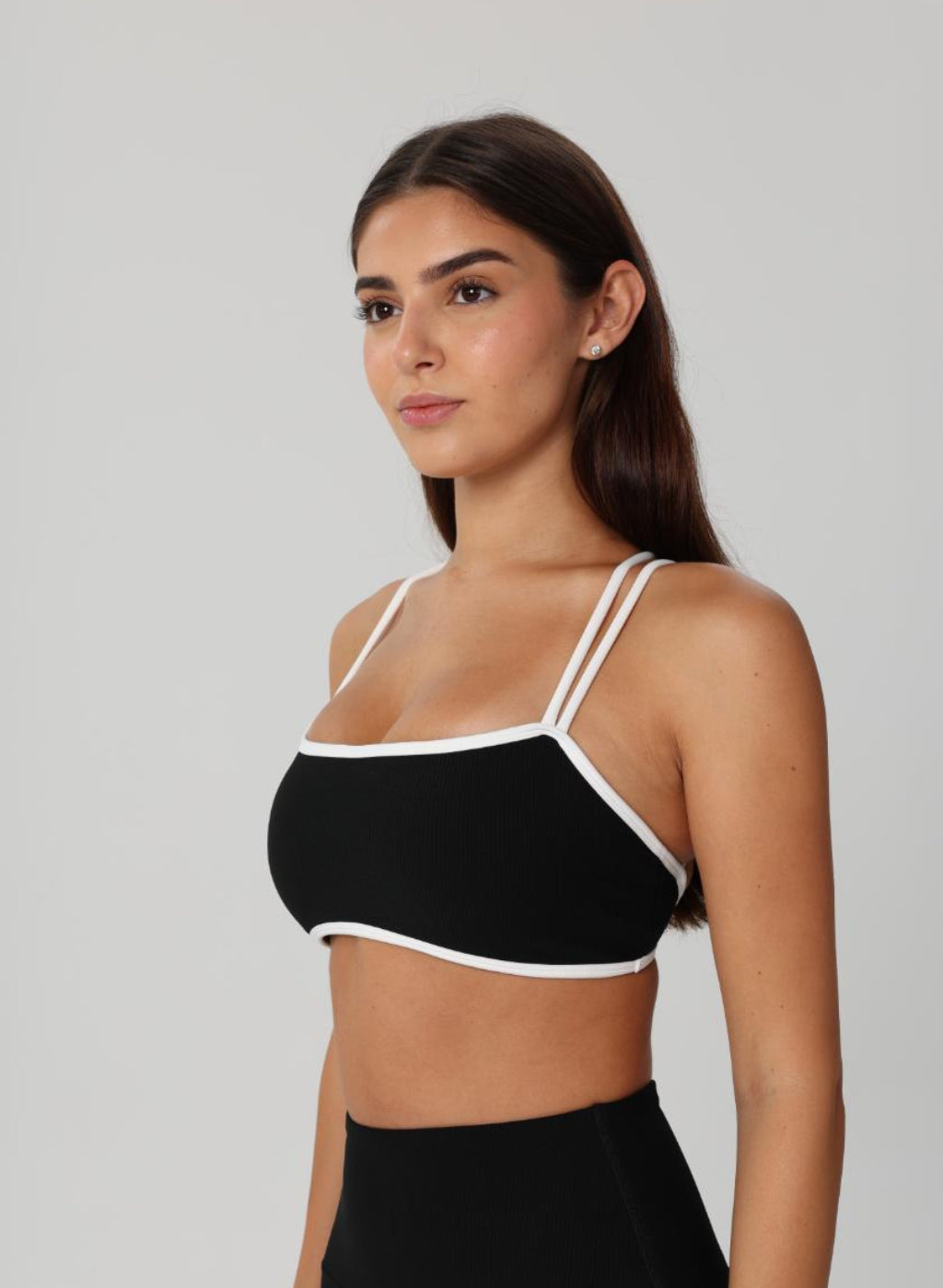 Olivia Ribbed  Yoga Bra  - Black