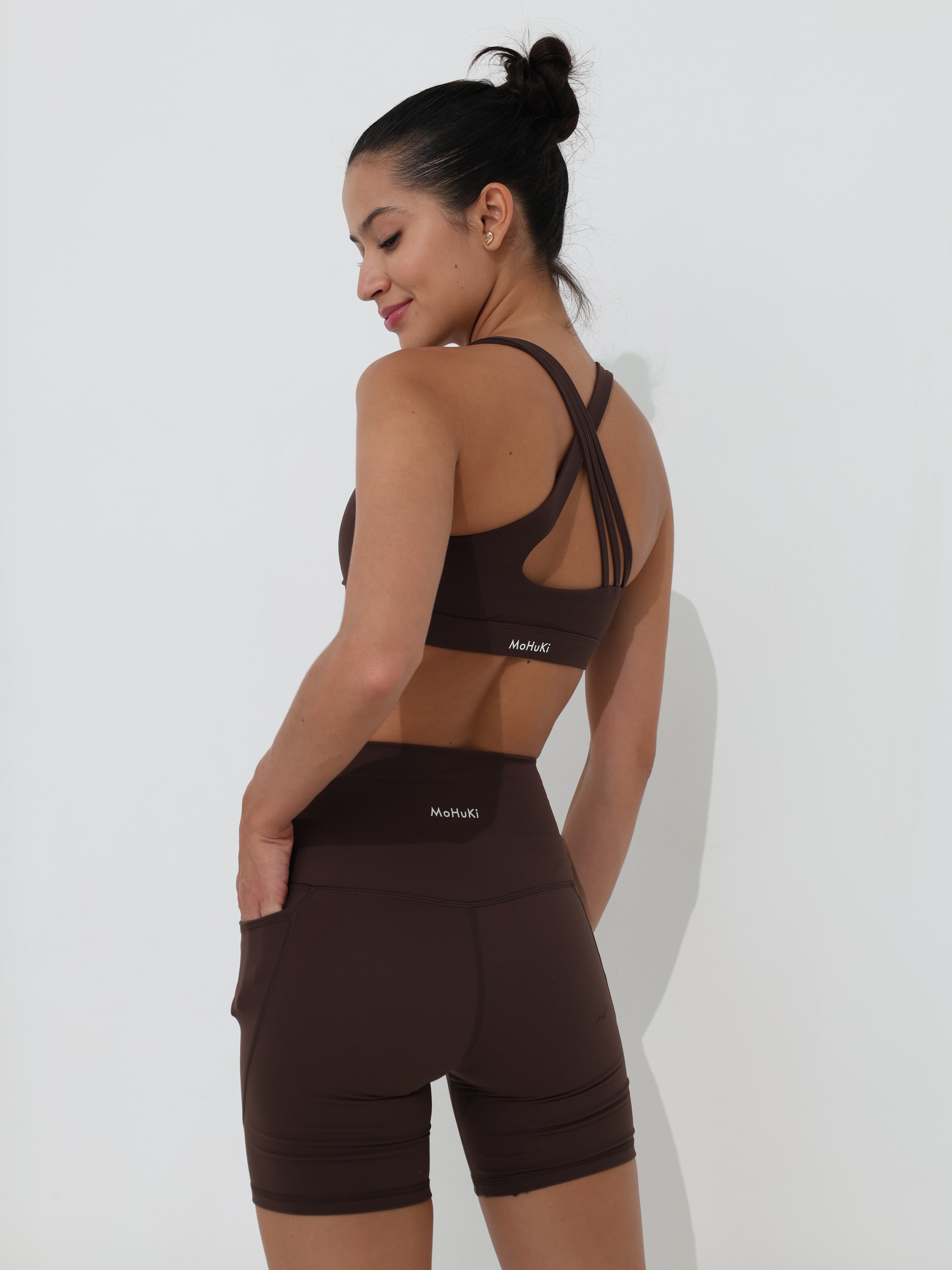 Active Triple Line Crossback Bra - Chocolate Brown