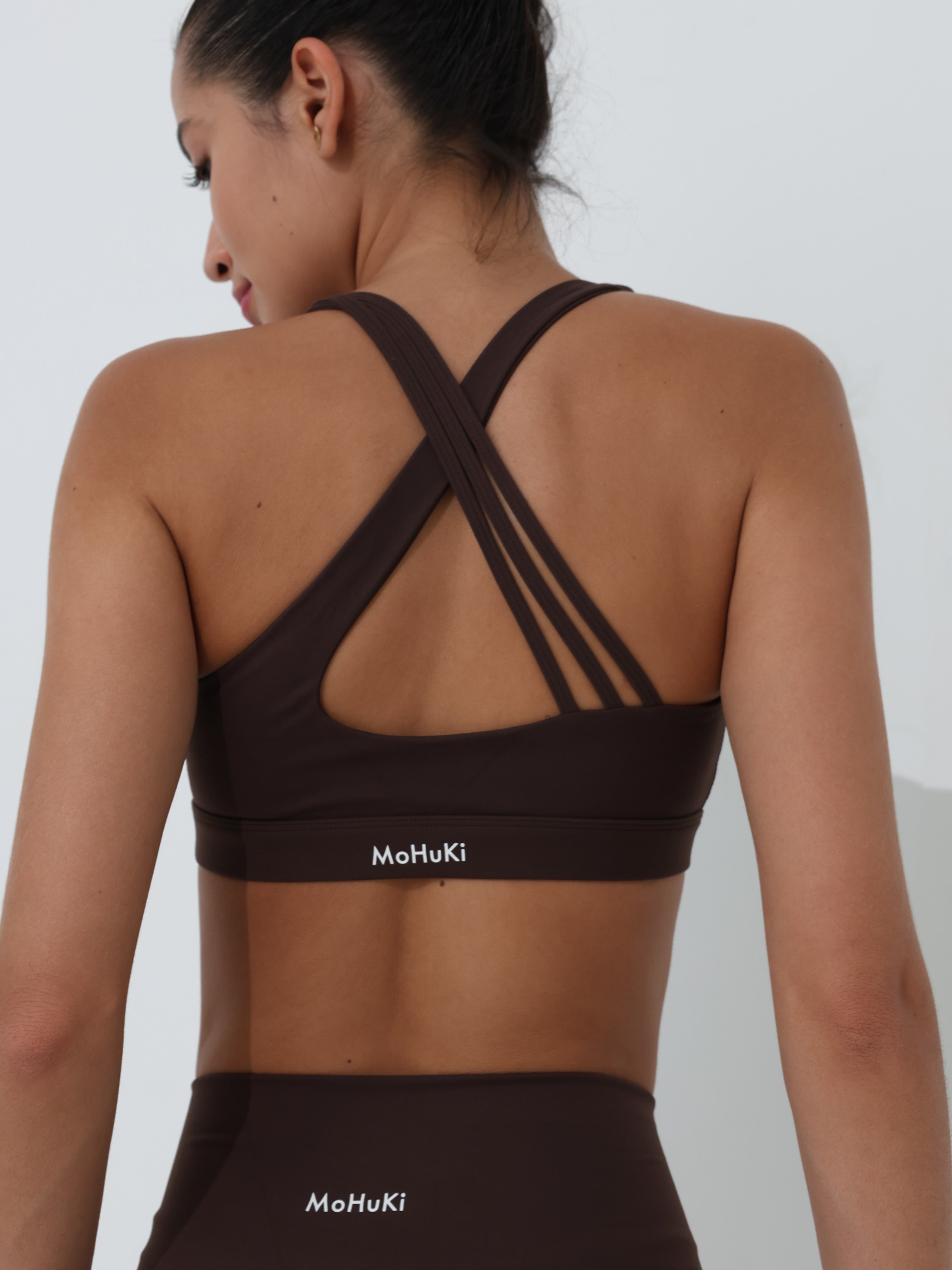 Active Triple Line Crossback Bra - Chocolate Brown