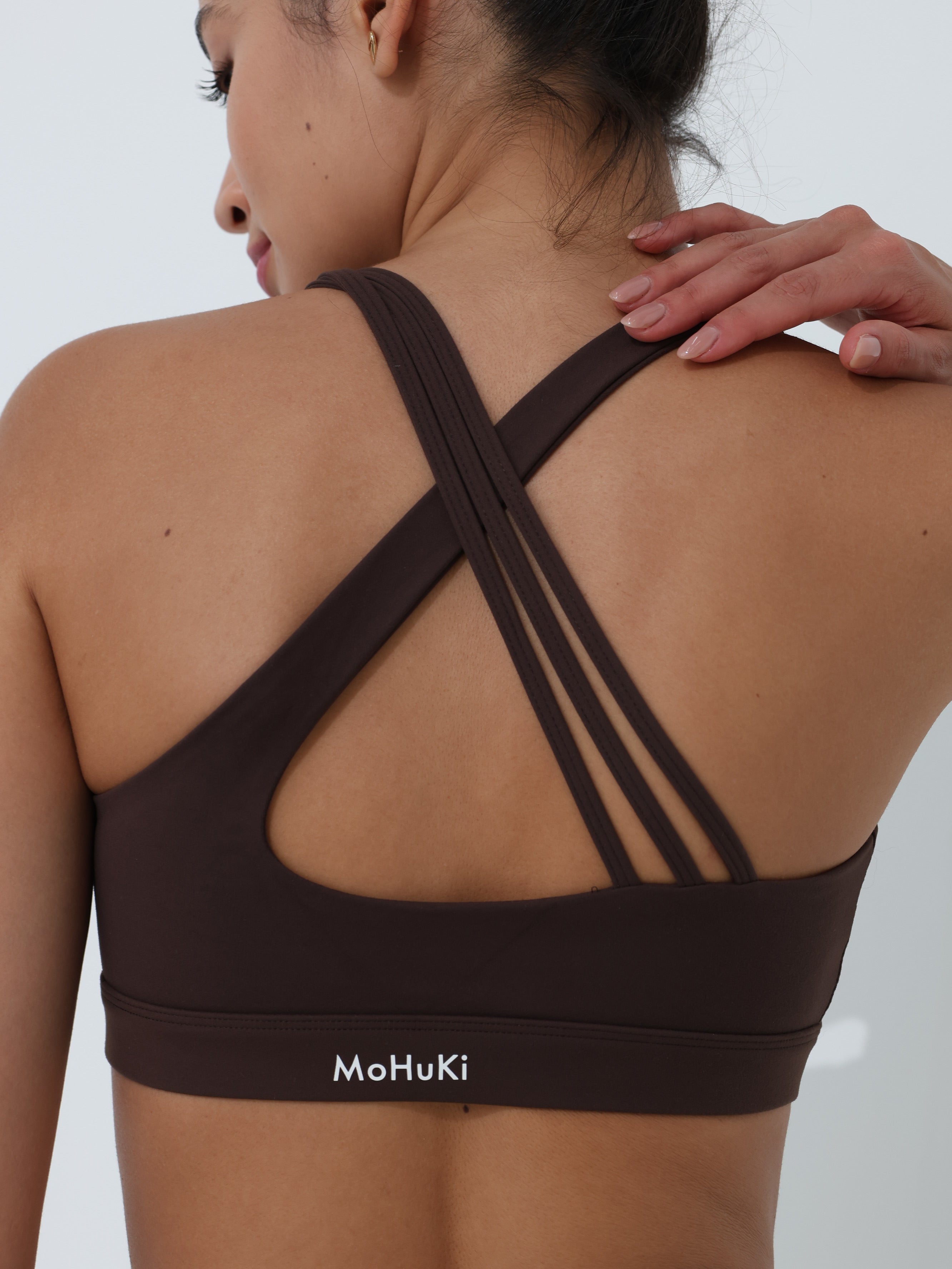 Active Triple Line Crossback Bra - Chocolate Brown
