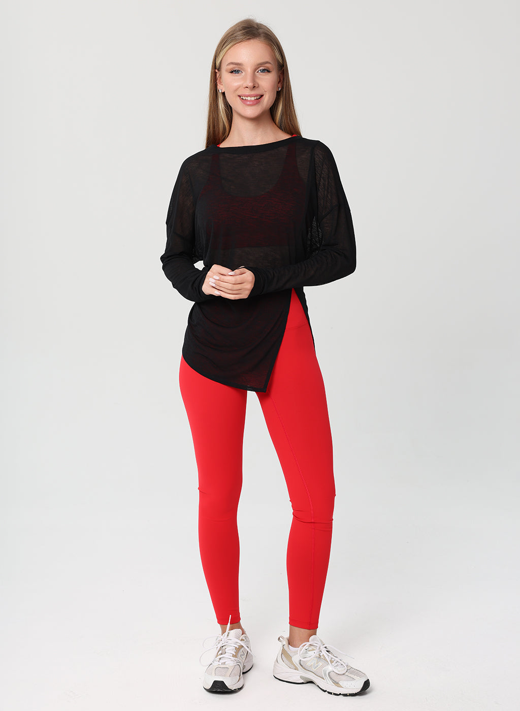 Amy Long Sleeve Slit Shirt - Black
