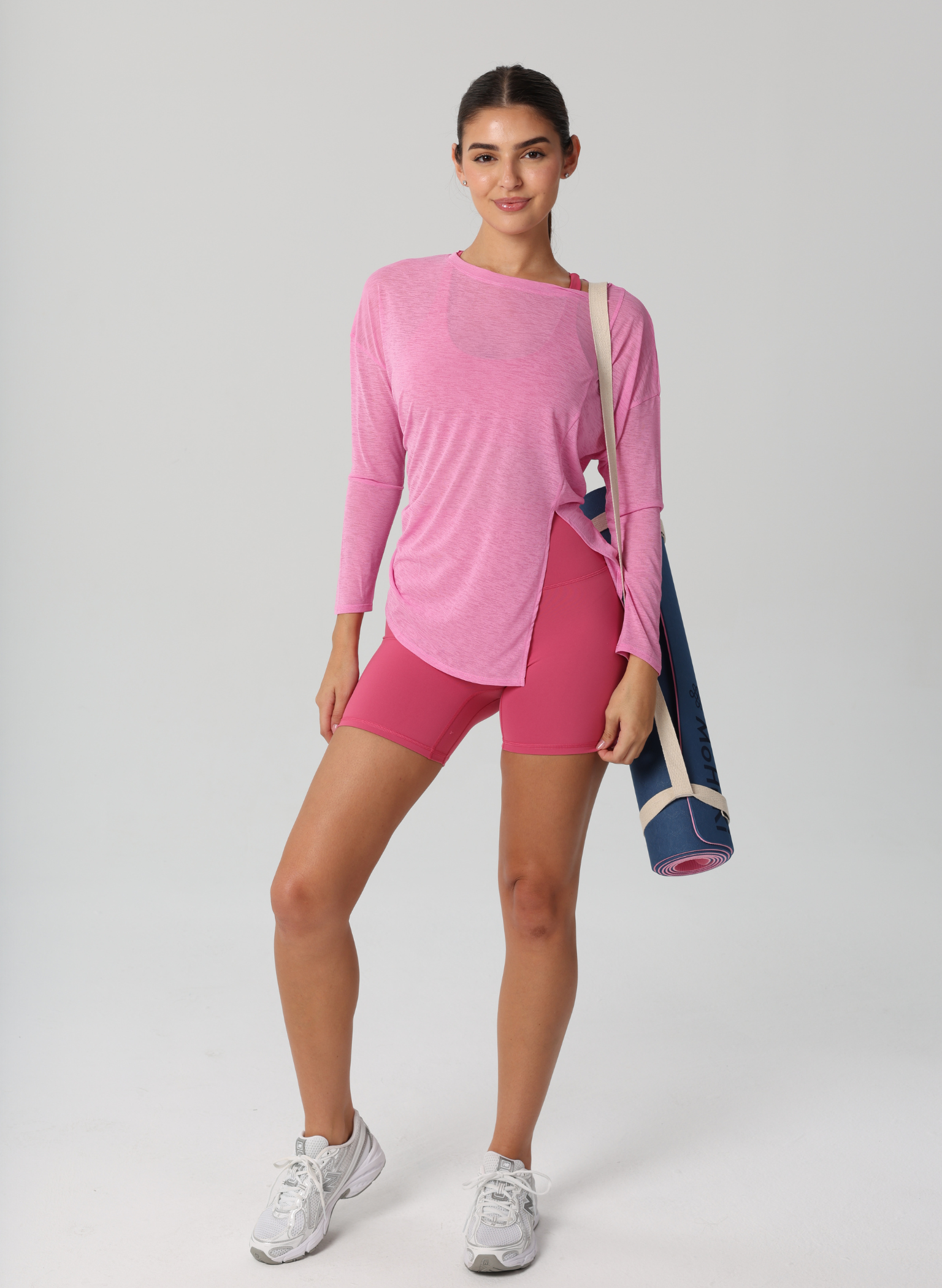 Amy Long Sleeve Slit Shirt - Pink