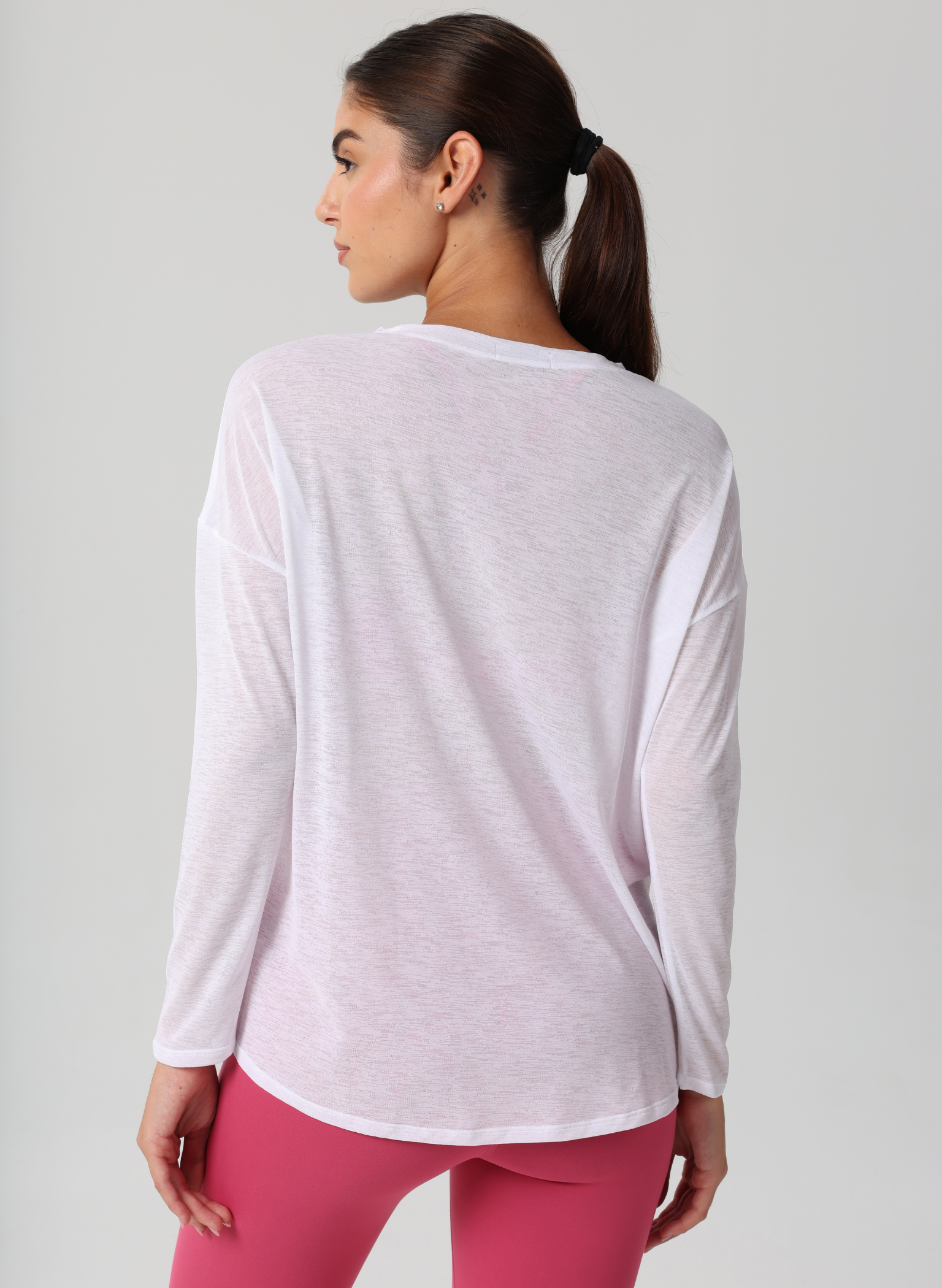 Amy Long Sleeve Slit Shirt - White