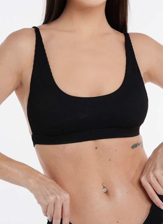Crete Collection - Ribbed Bikini Top - Black