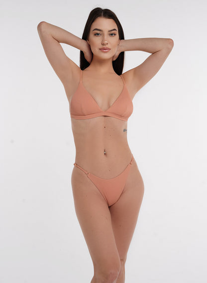 Crete Collection - Ribbed Triangle Bikini Top - Blush