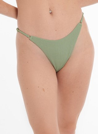 Crete Collection - Ribbed High Waist Bikini Bottoms - Sage Green