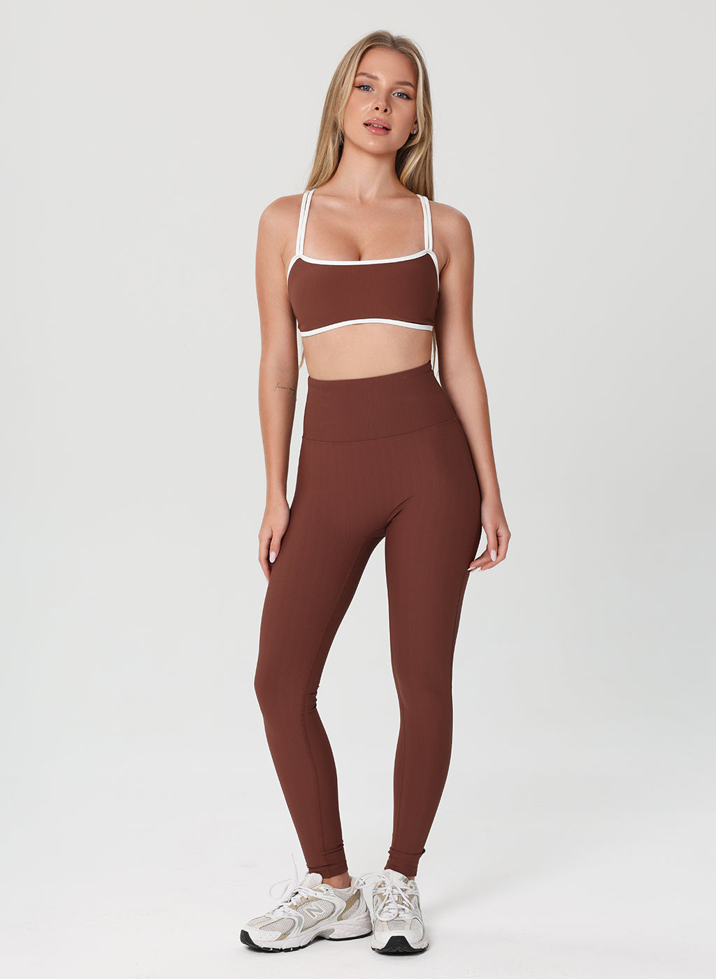 Olivia Ribbed High Waist Legging - Brown