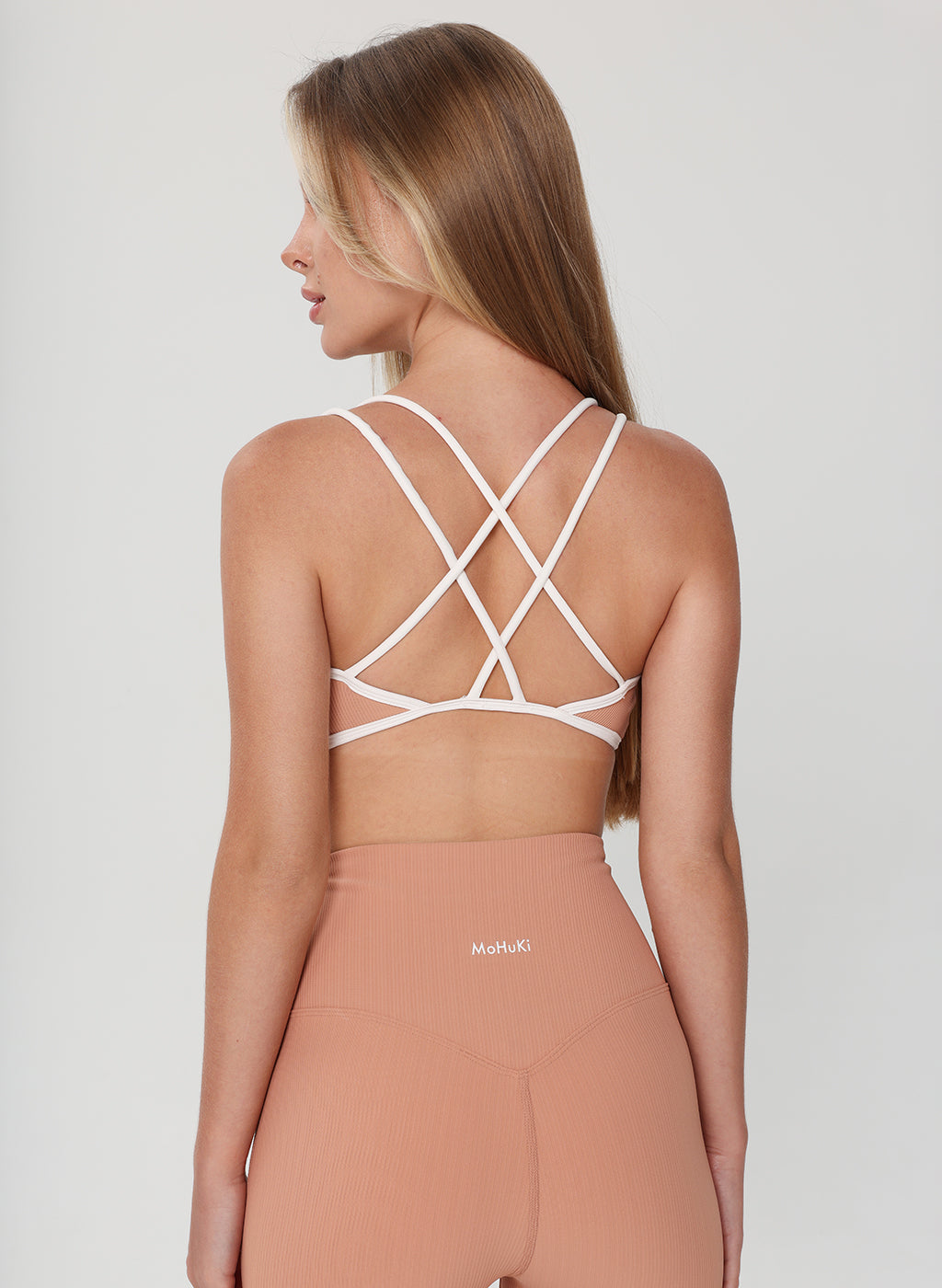 Olivia Ribbed Yoga Bra - Dark Orange