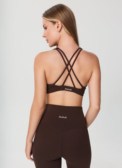 Olivia High Neck Sports Bra - Chocolate