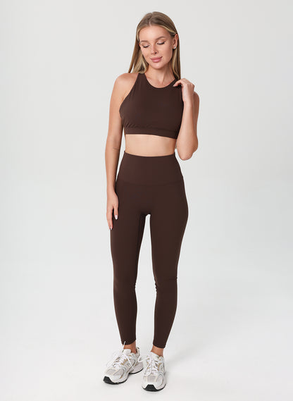Olivia High Neck Sports Bra - Chocolate
