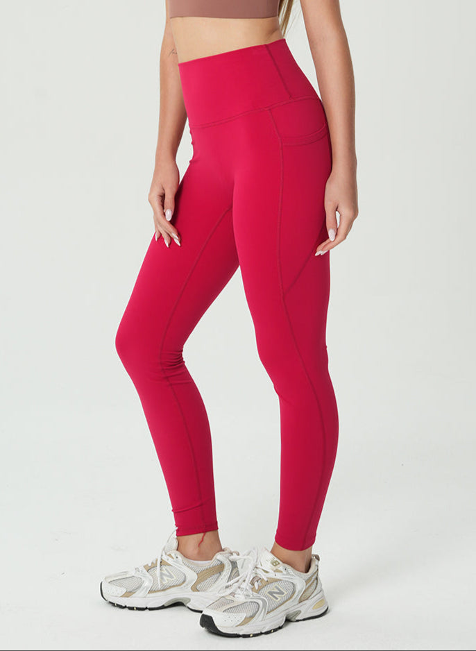 Lily Side Pocket Leggings - Red