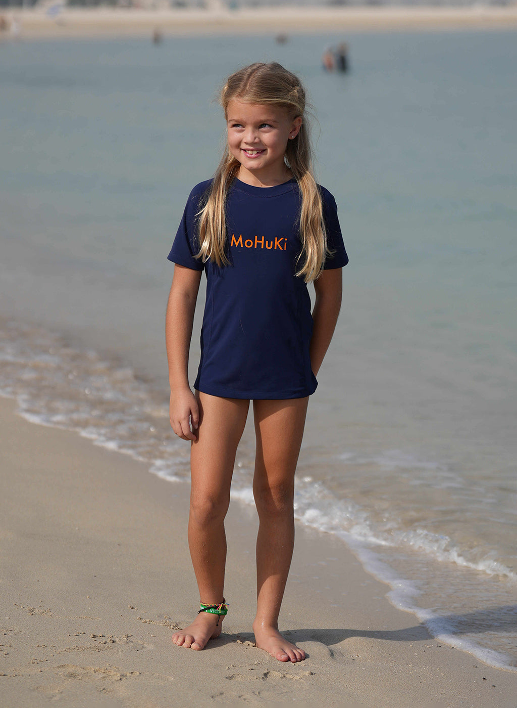 Kids Rashguard Sun Protectant T-Shirt - Navy/Orange-Mohuki
