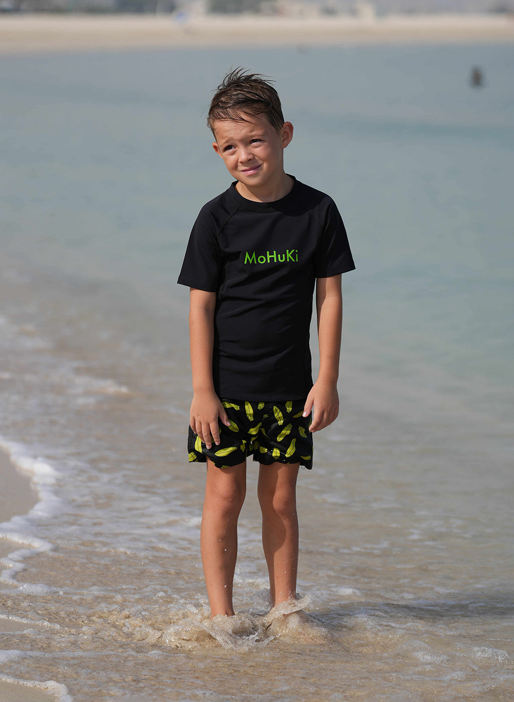 Kids Rashguard Sun Protectant T-Shirt - Black/Green-Mohuki
