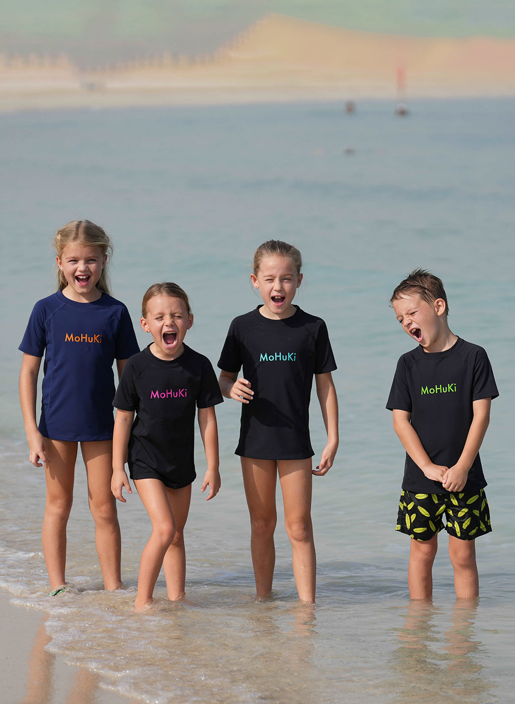 Kids Rashguard Sun Protectant T-Shirt - Black/Blue-Mohuki