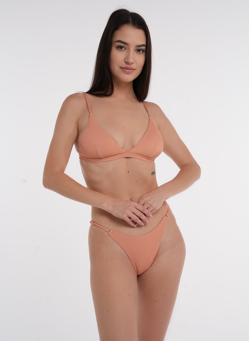 Crete Collection - Ribbed High Waist Bikini Bottoms - Blush - MohukiXSBikini Bottoms