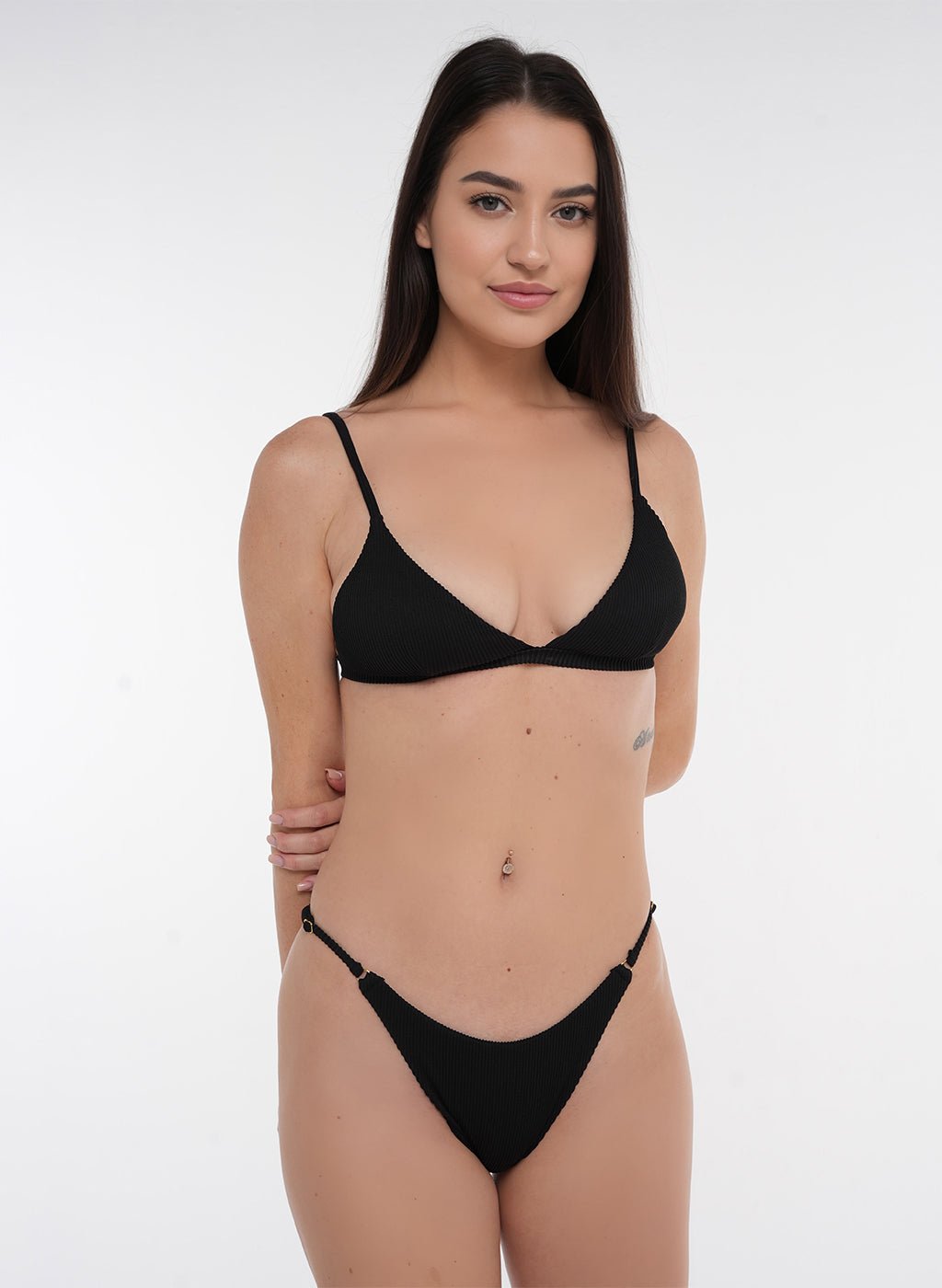 Crete Collection - Ribbed Triangle Bikini Top - Black - MohukiXSBikini Tops