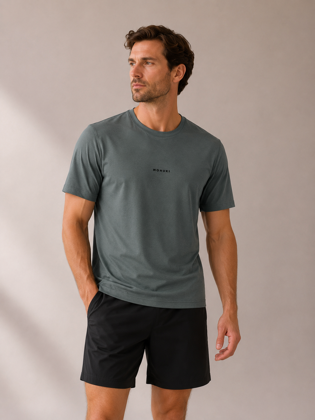 Mens Knitted Sports T-shirt-Grey