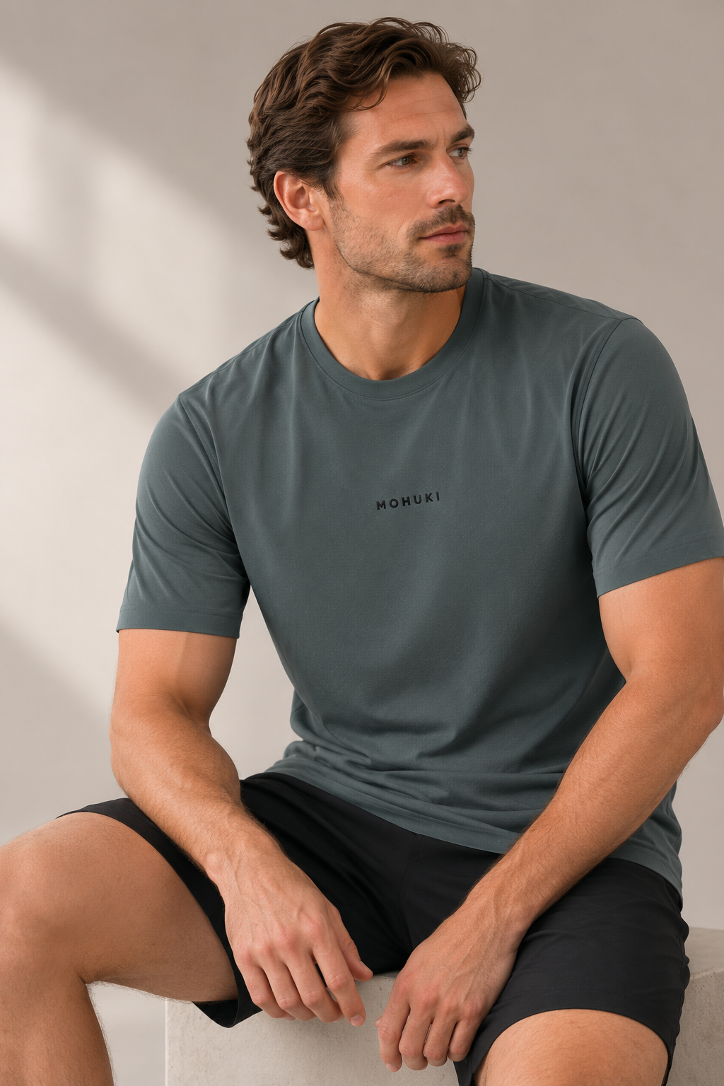 Mens Knitted Sports T-shirt-Grey