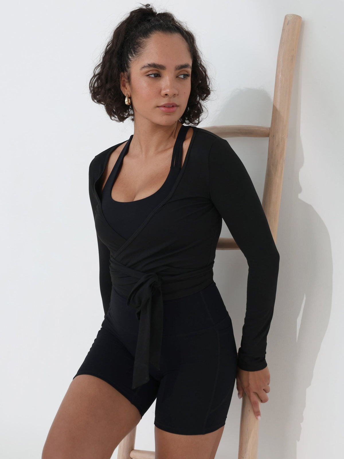 Lounge Wrap Top - Black - MohukiSLoungewear
