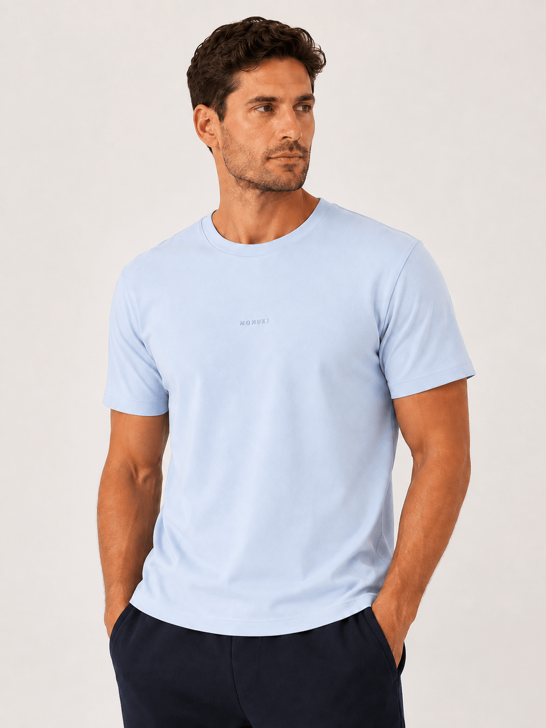 Mens Cotton T-Shirt - Light Blue - MohukiST-Shirts