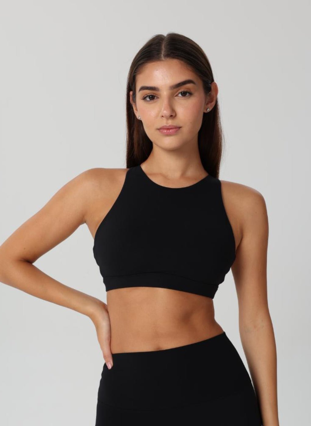 Olivia High Neck Sports Bra - Black - MohukiXSSports Bras