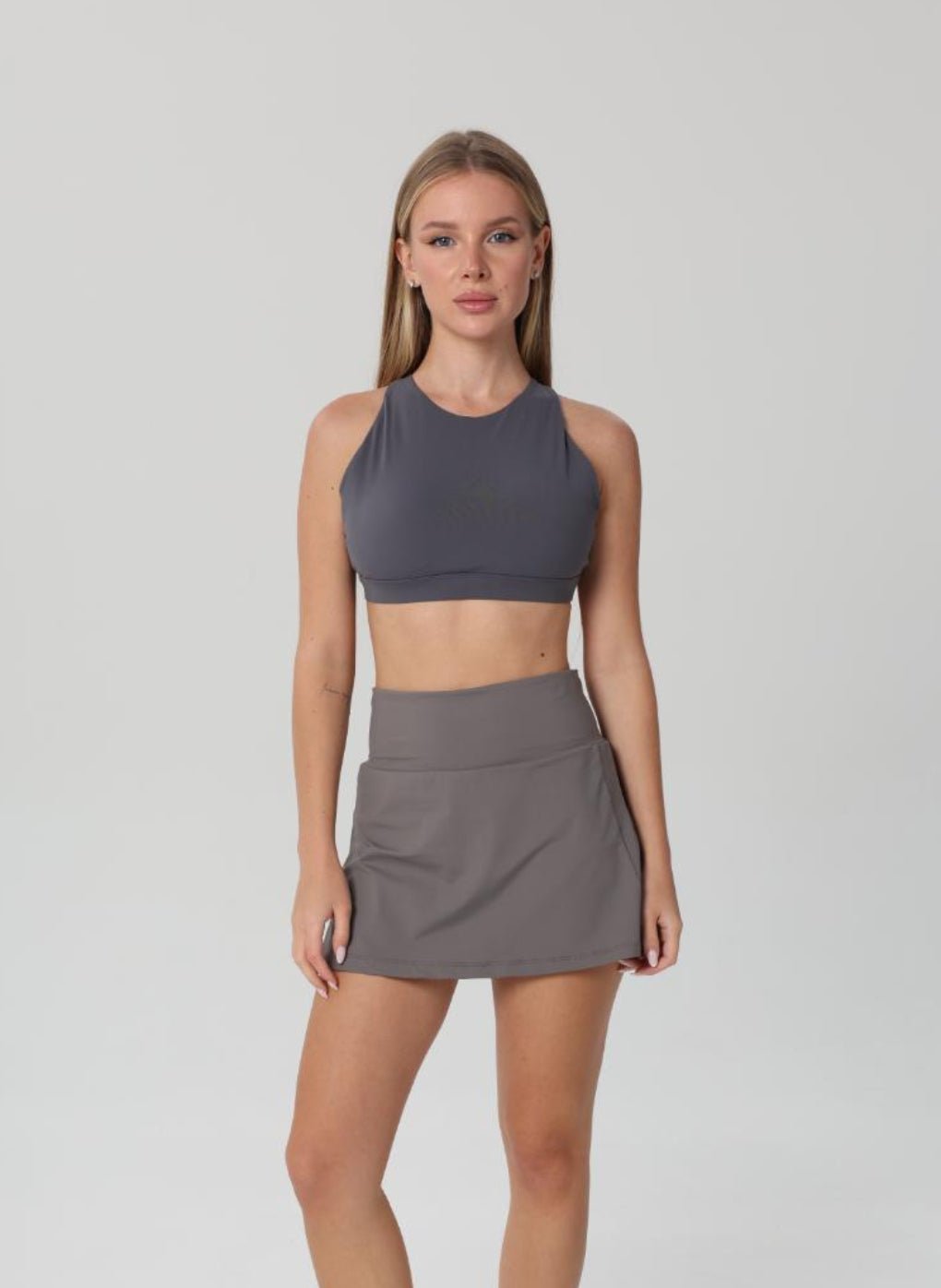 Olivia High Neck Sports Bra - Ink Grey - MohukiXSSports Bras
