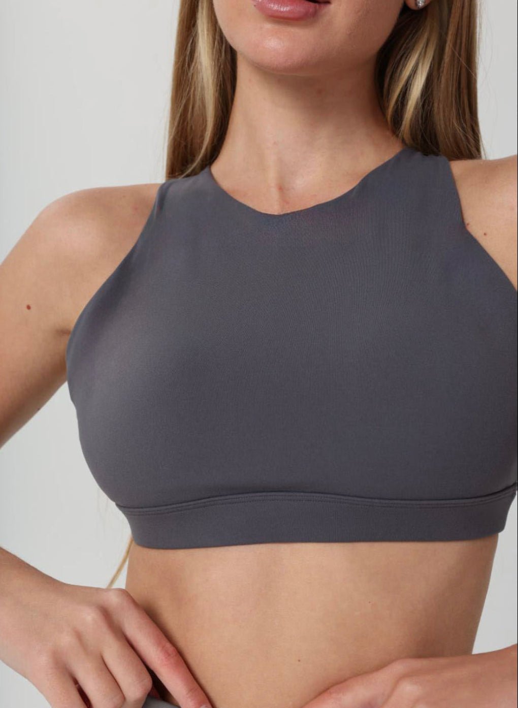 Olivia High Neck Sports Bra - Ink Grey - MohukiXSSports Bras