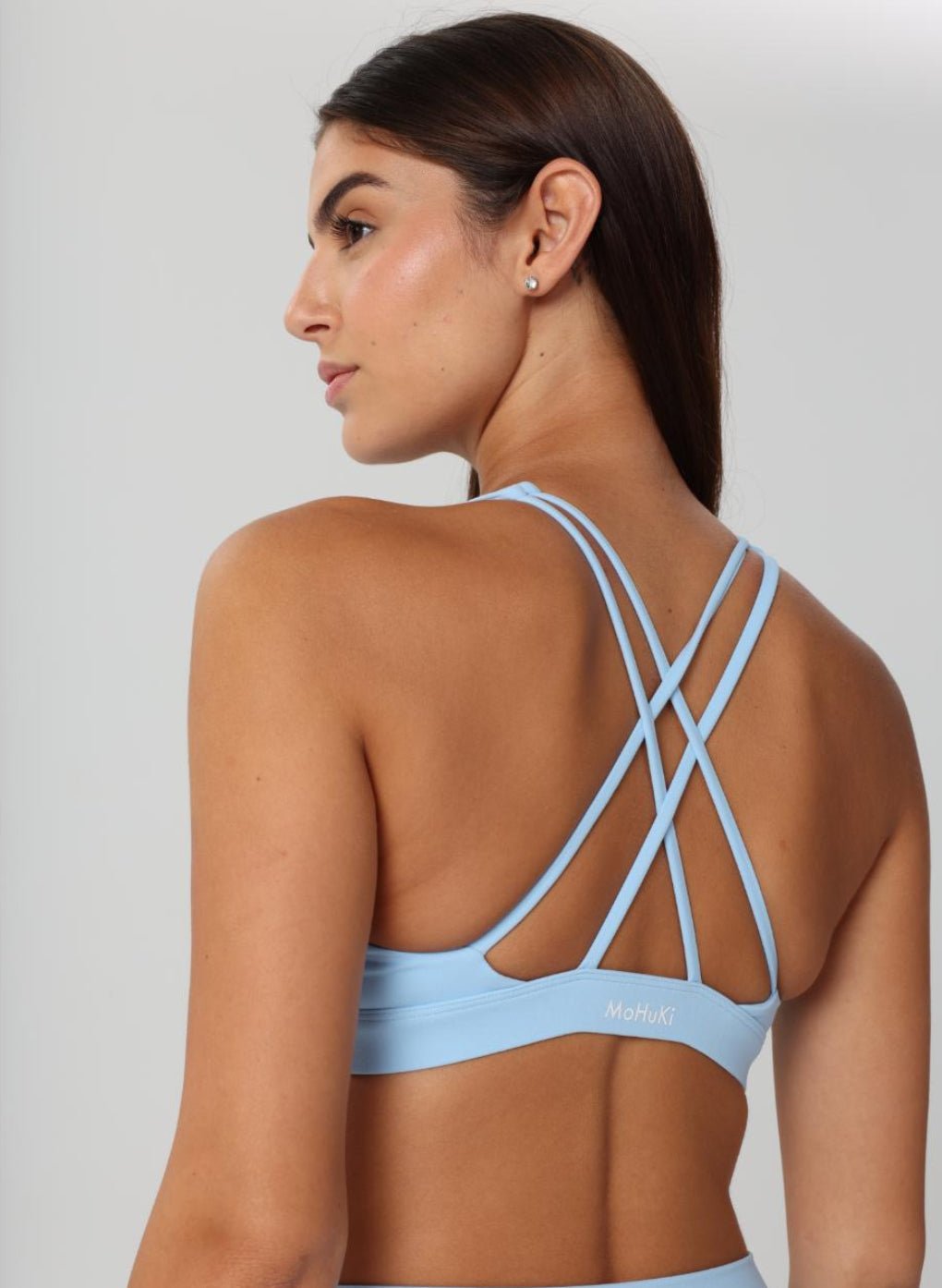 Olivia High Neck Sports Bra - Light Blue - MohukiXSSports Bras