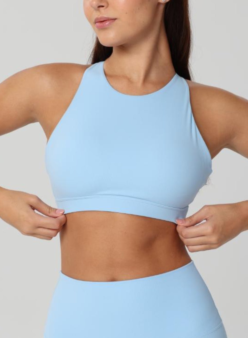 Olivia High Neck Sports Bra - Light Blue - MohukiXSSports Bras