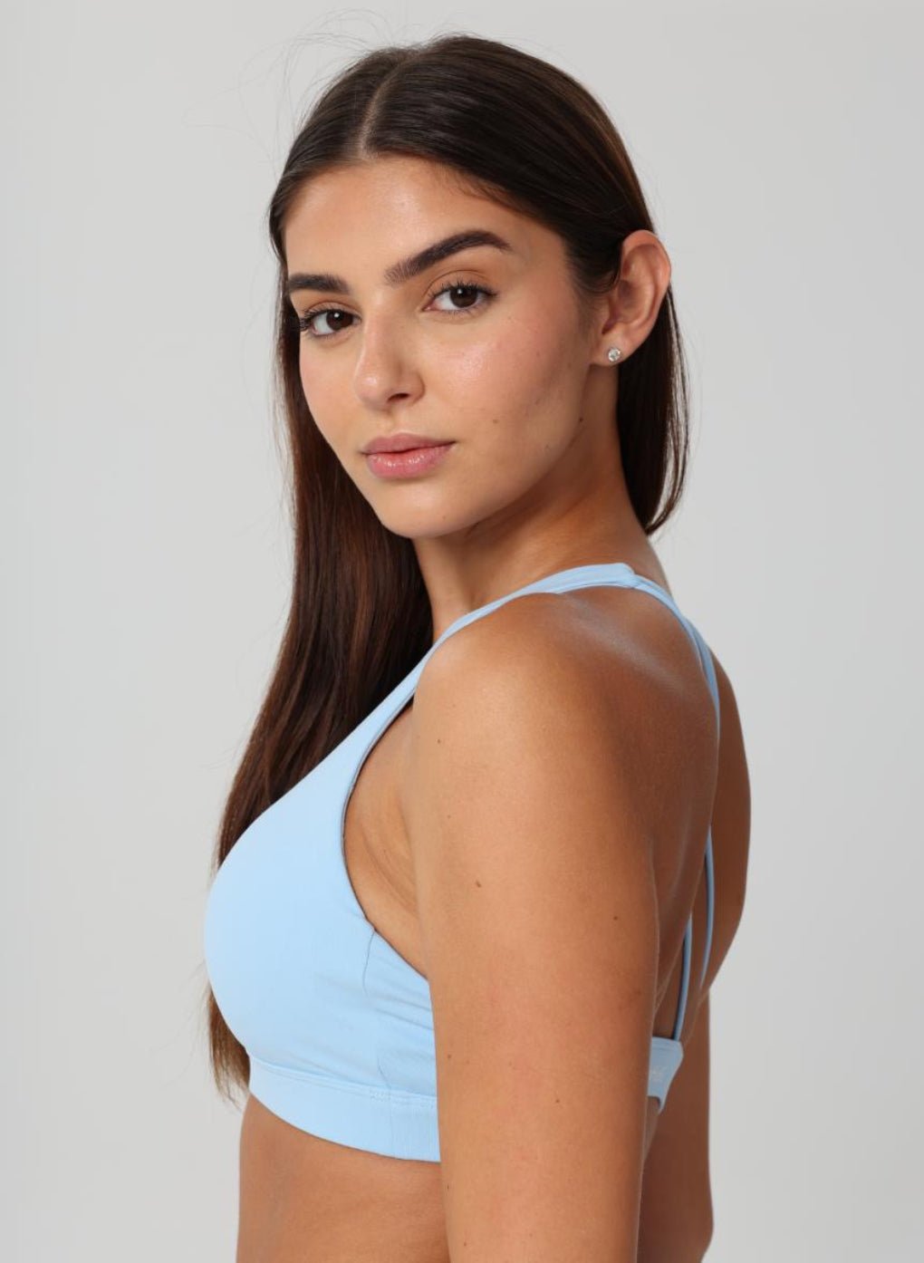 Olivia High Neck Sports Bra - Light Blue - MohukiXSSports Bras