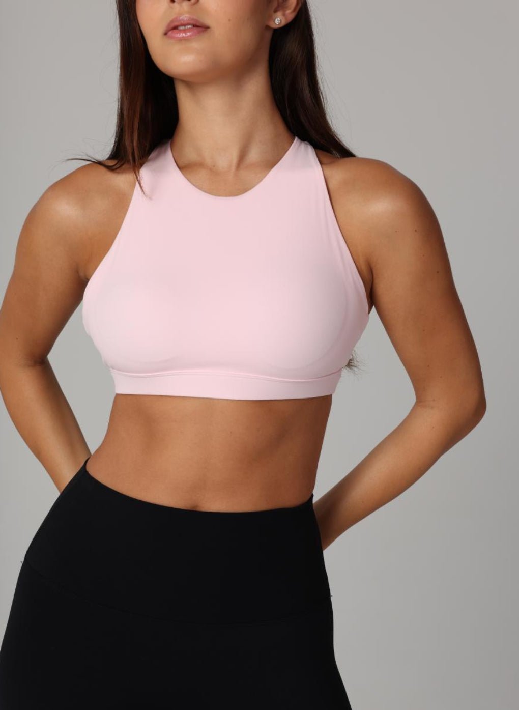 Olivia High Neck Sports Bra - Light Pink - MohukiXSSports Bras