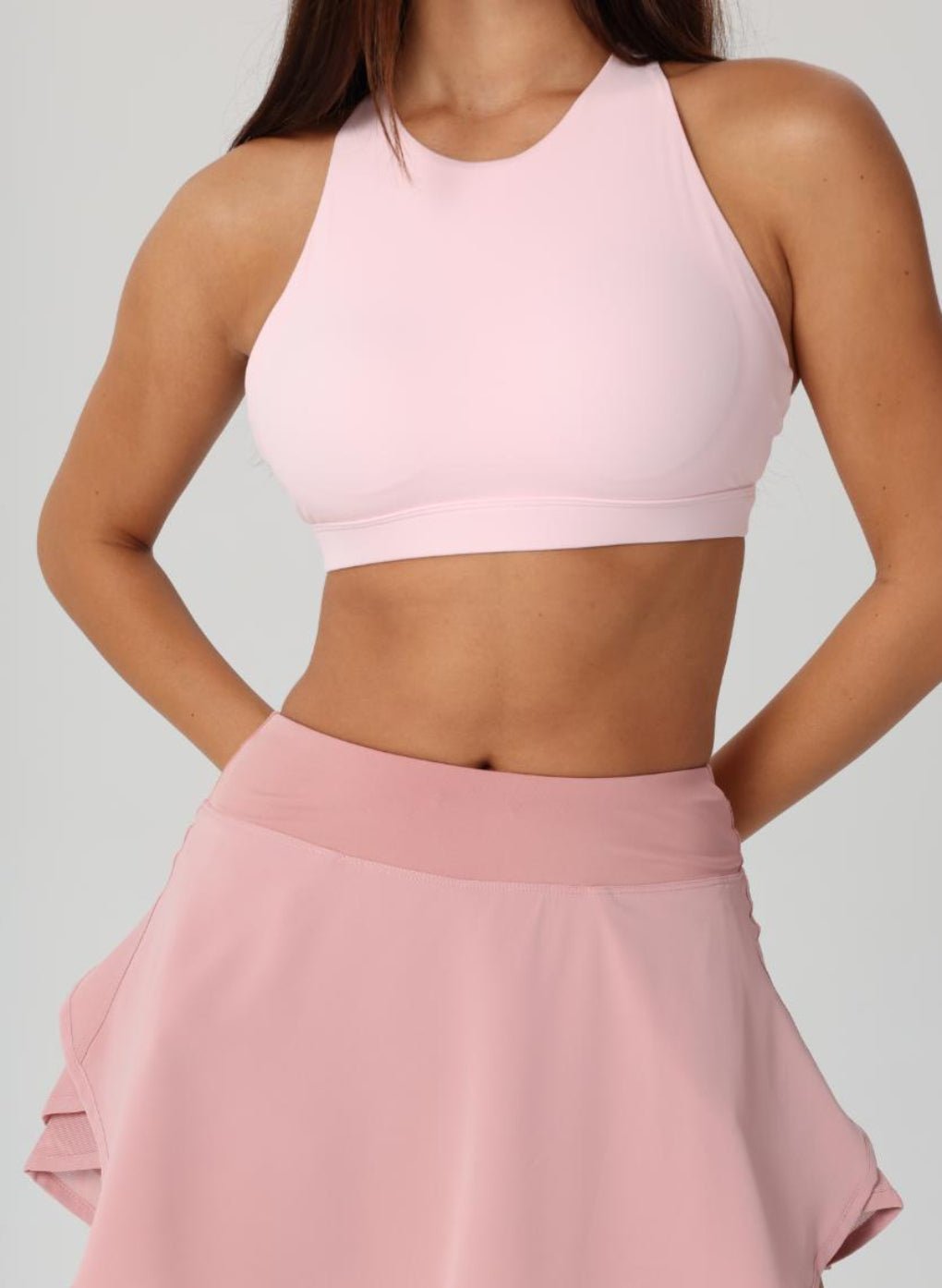 Olivia High Neck Sports Bra - Light Pink - MohukiXSSports Bras