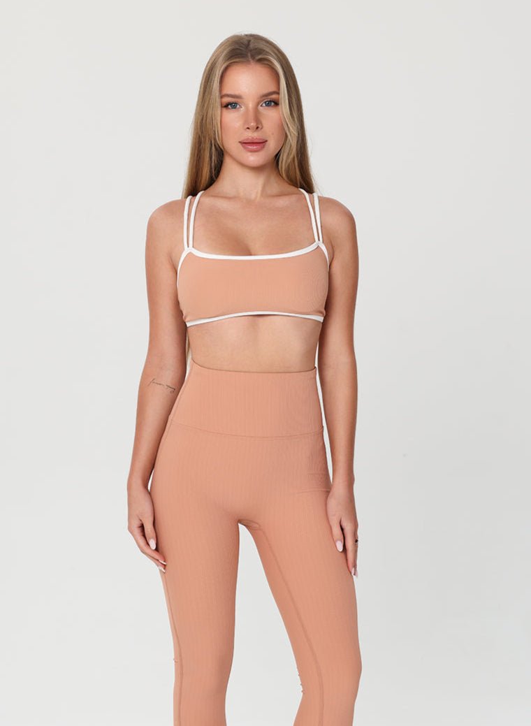 Olivia Ribbed Yoga Bra - Dark Orange - MohukiXSSports Bras