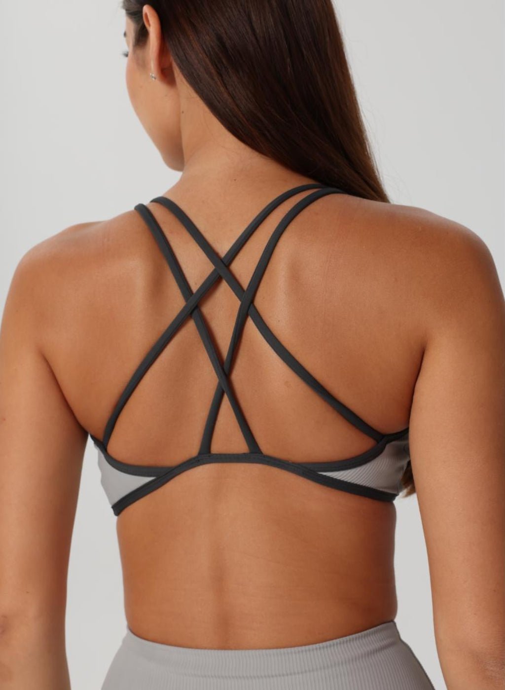 Olivia Ribbed Yoga Bra - Grey - MohukiXSSports Bras