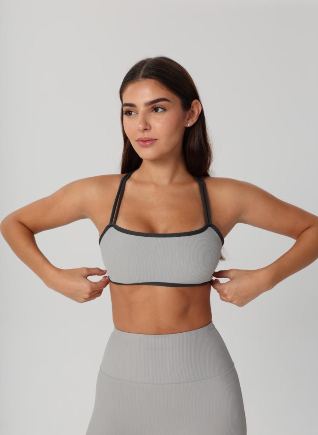 Olivia Ribbed Yoga Bra - Grey - MohukiXSSports Bras