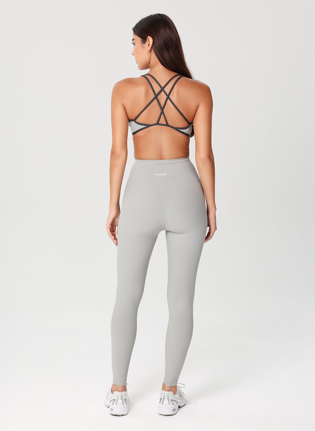Olivia Ribbed Yoga Bra - Grey - MohukiXSSports Bras