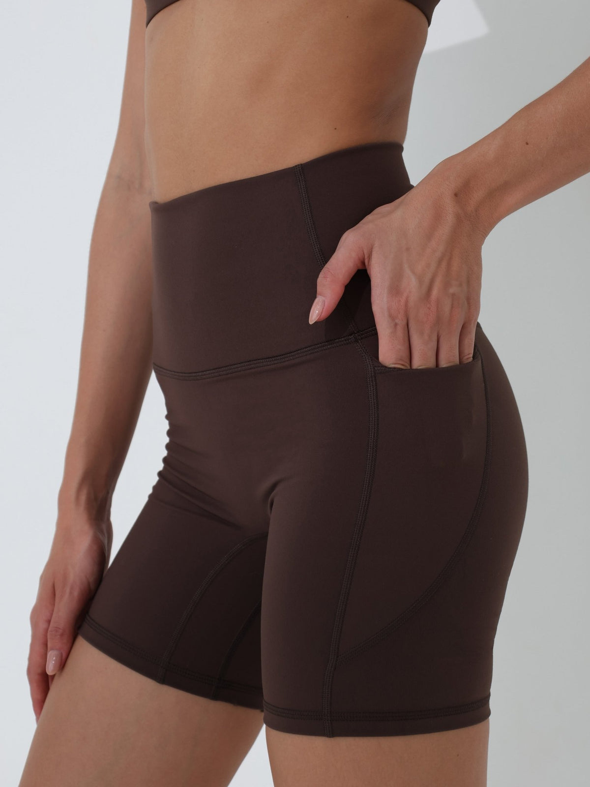 Olivia Side Pocket Shorts - Chocolate Brown - MohukiXSShorts